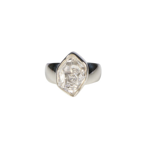 Zilveren ring Herkimer diamant facet maat 16 1/2 | markies 1,4 x 1 cm Zilveren ring Herkimer diamant facet maat 16 1/2 | markies 1,4 x 1 cm