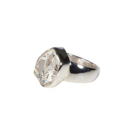 Zilveren ring Herkimer diamant facet maat 16 1/2 | markies 1,4 x 1 cm Zilveren ring Herkimer diamant facet maat 16 1/2 | markies 1,4 x 1 cm