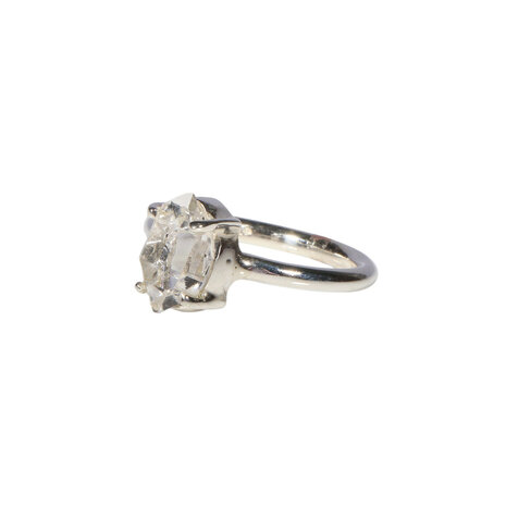 Zilveren ring Herkimer diamant gezet facet maat 17 | markies 1 x 0,6 cm Zilveren ring Herkimer diamant gezet facet maat 17 | markies 1 x 0,6 cm