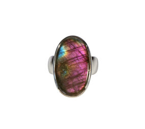 Zilveren ring labradoriet maat 17 1/4 | ovaal 2,2 x 1,3 cm Zilveren ring labradoriet maat 17 1/4 | ovaal 2,2 x 1,3 cm