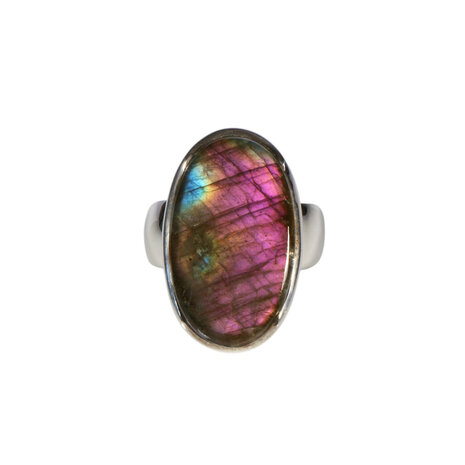 Zilveren ring labradoriet maat 17 1/4 | ovaal 2,2 x 1,3 cm Zilveren ring labradoriet maat 17 1/4 | ovaal 2,2 x 1,3 cm