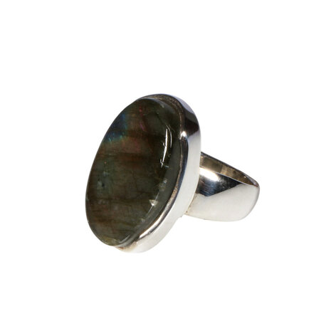 Zilveren ring labradoriet maat 17 1/4 | ovaal 2,2 x 1,3 cm Zilveren ring labradoriet maat 17 1/4 | ovaal 2,2 x 1,3 cm