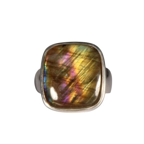 Zilveren ring labradoriet maat 19 1/2 | rechthoek 1,9 x 1,7 cm Zilveren ring labradoriet maat 19 1/2 | rechthoek 1,9 x 1,7 cm