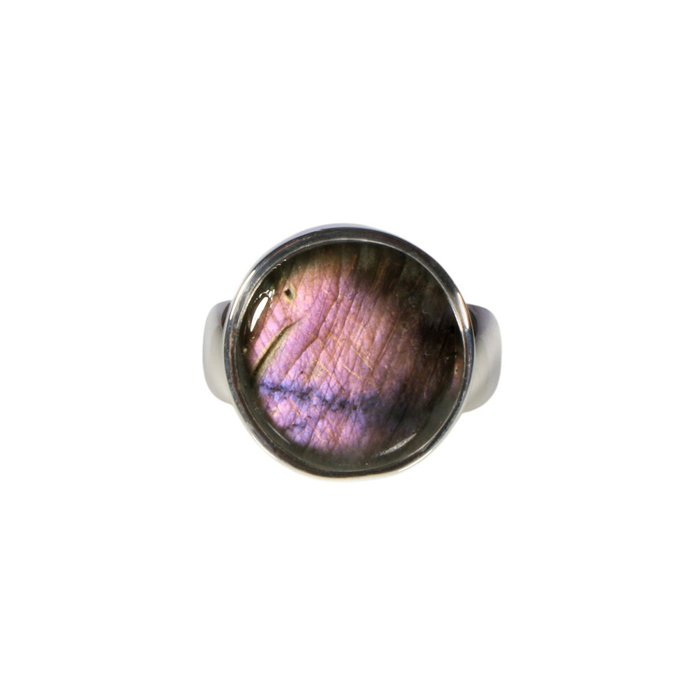 Zilveren ring labradoriet maat 17 1/2 | rond 1,6 cm Zilveren ring labradoriet maat 17 1/2 | rond 1,6 cm
