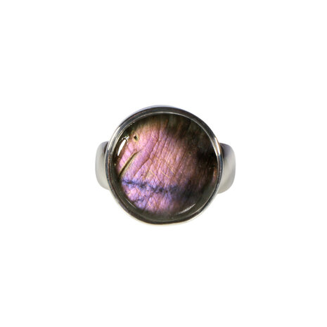 Zilveren ring labradoriet maat 17 1/2 | rond 1,6 cm Zilveren ring labradoriet maat 17 1/2 | rond 1,6 cm