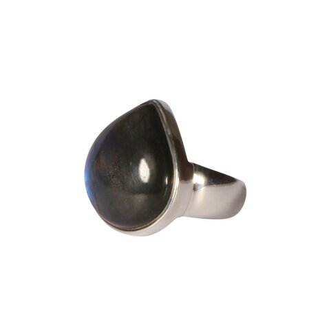 Zilveren ring labradoriet maat 18 | druppel 2 x 2 cm Zilveren ring labradoriet maat 18 | druppel 2 x 2 cm