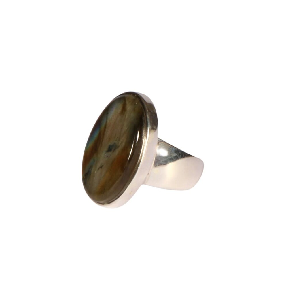 Zilveren ring labradoriet maat 16 1/2 | ovaal 2 x 1,3 cm Zilveren ring labradoriet maat 16 1/2 | ovaal 2 x 1,3 cm
