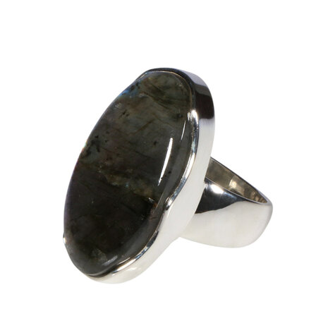 Zilveren ring labradoriet maat 19 | ovaal 3 x 1,7 cm Zilveren ring labradoriet maat 19 | ovaal 3 x 1,7 cm