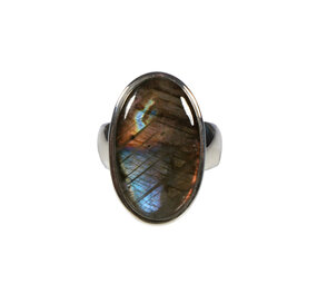 Zilveren ring labradoriet maat 18 1/2 | ovaal 2,4 x 1,4 cm Zilveren ring labradoriet maat 18 1/2 | ovaal 2,4 x 1,4 cm