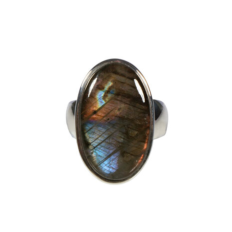 Zilveren ring labradoriet maat 18 1/2 | ovaal 2,4 x 1,4 cm Zilveren ring labradoriet maat 18 1/2 | ovaal 2,4 x 1,4 cm