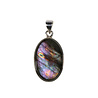 Zilveren hanger labradoriet (paars) | ovaal 2,4 x 1,6 cm