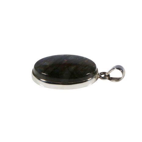 Zilveren hanger labradoriet (paars) | ovaal 2,4 x 1,6 cm