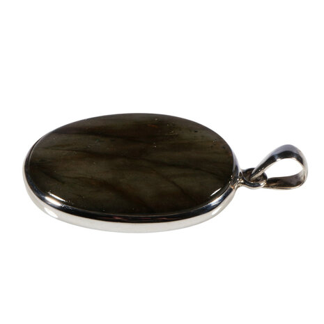 Zilveren hanger labradoriet | ovaal 4 x 2,7 cm