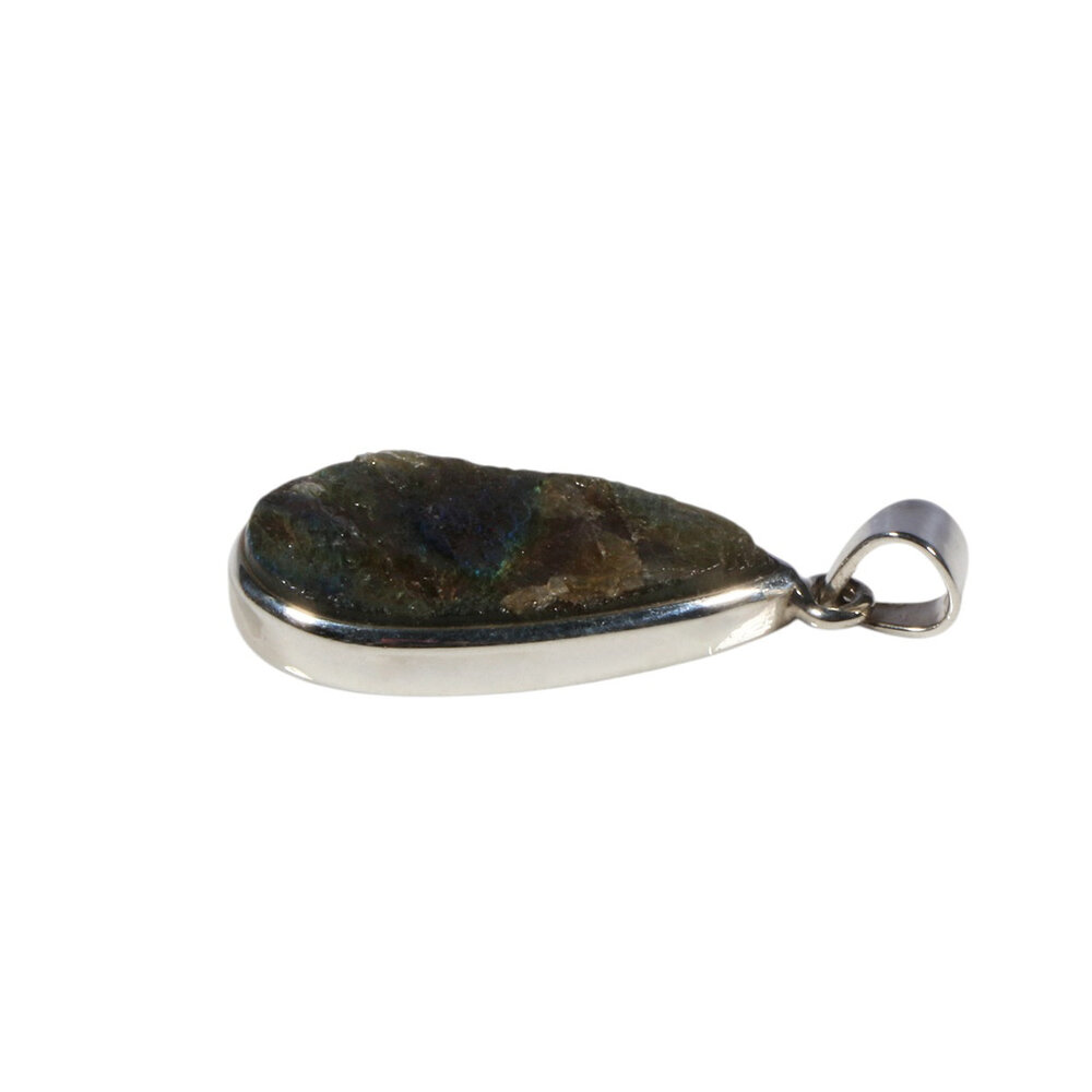 Zilveren hanger labradoriet | druppel ruw 2,8 x 1,6 cm Zilveren hanger labradoriet | druppel ruw 2,8 x 1,6 cm