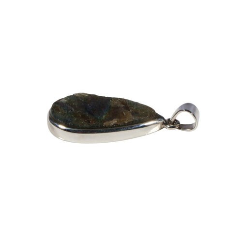 Zilveren hanger labradoriet | druppel ruw 2,8 x 1,6 cm Zilveren hanger labradoriet | druppel ruw 2,8 x 1,6 cm