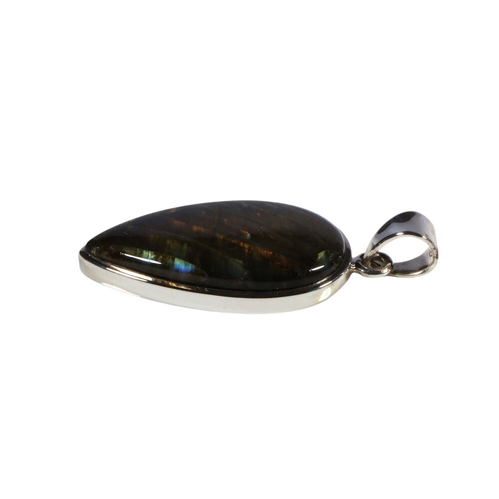 Zilveren hanger labradoriet | druppel 3 x 1,7 cm