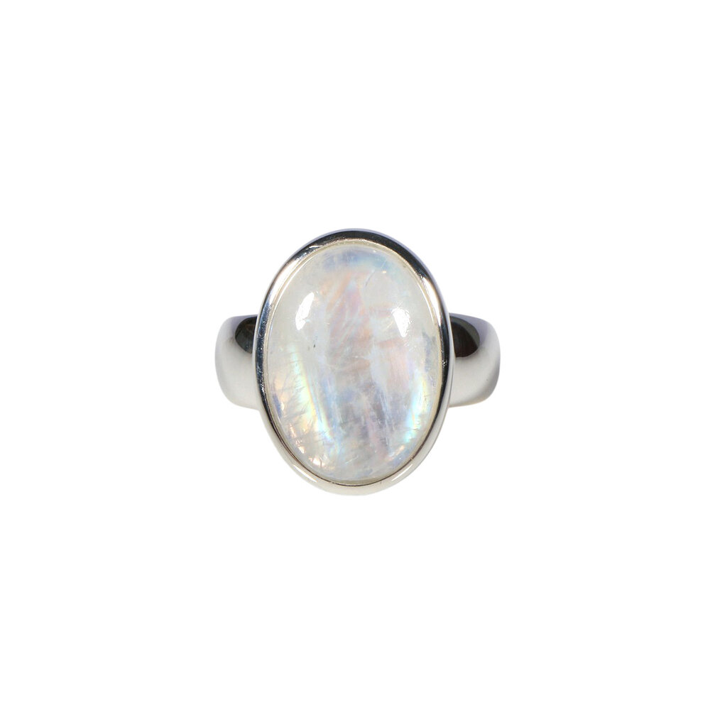 Zilveren ring maansteen (regenboog) maat 18 1/2 | ovaal 1,8 x 1,4 cm Zilveren ring maansteen (regenboog) maat 18 1/2 | ovaal 1,8 x 1,4 cm
