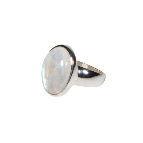 Zilveren ring maansteen (regenboog) maat 18 1/2 | ovaal 1,8 x 1,4 cm Zilveren ring maansteen (regenboog) maat 18 1/2 | ovaal 1,8 x 1,4 cm