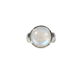 Zilveren ring maansteen (regenboog) maat 16 1/2 | rond 1,4 cm Zilveren ring maansteen (regenboog) maat 16 1/2 | rond 1,4 cm