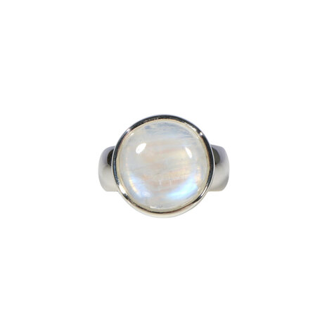 Zilveren ring maansteen (regenboog) maat 16 1/2 | rond 1,4 cm Zilveren ring maansteen (regenboog) maat 16 1/2 | rond 1,4 cm