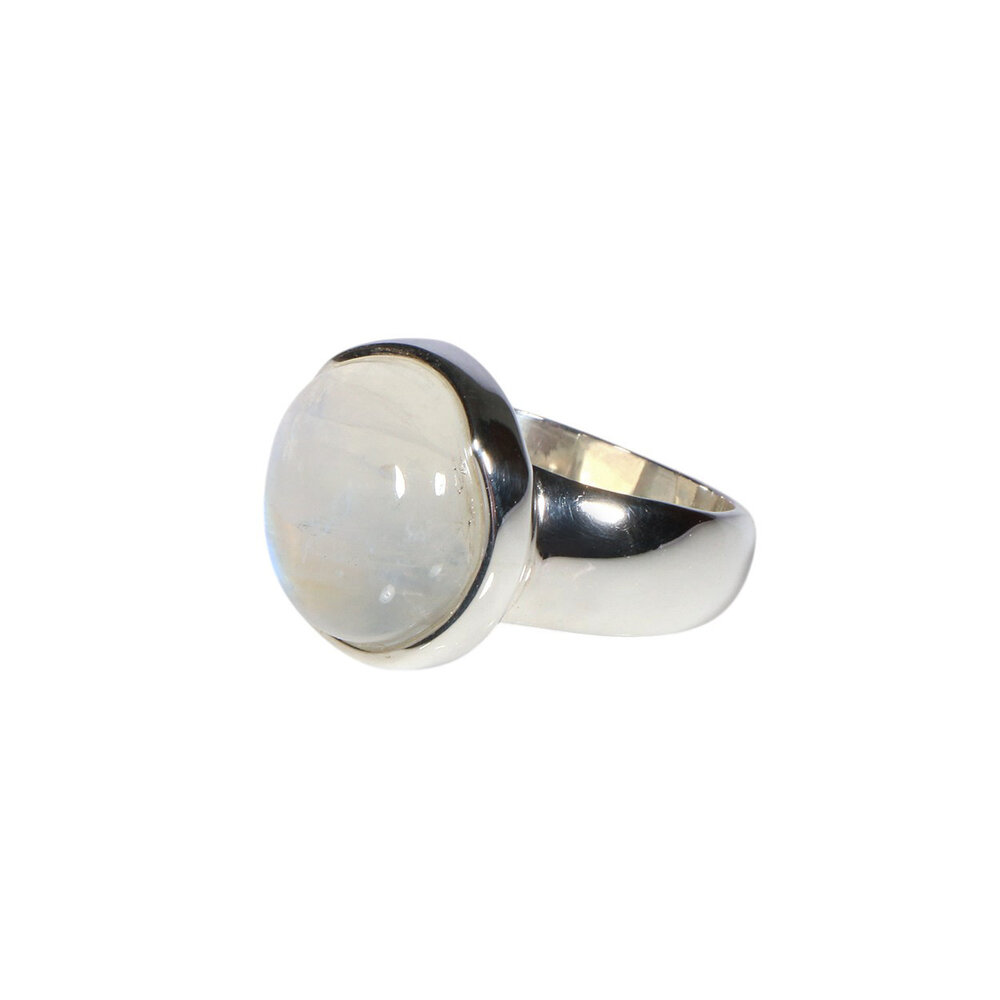 Zilveren ring maansteen (regenboog) maat 16 1/2 | rond 1,4 cm Zilveren ring maansteen (regenboog) maat 16 1/2 | rond 1,4 cm