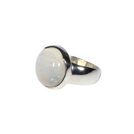 Zilveren ring maansteen (regenboog) maat 16 1/2 | rond 1,4 cm Zilveren ring maansteen (regenboog) maat 16 1/2 | rond 1,4 cm