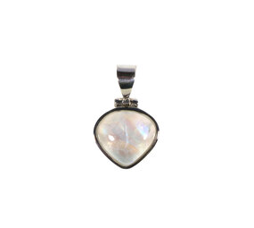 Zilveren hanger maansteen (regenboog) | druppel 1,4 x 1,4 cm