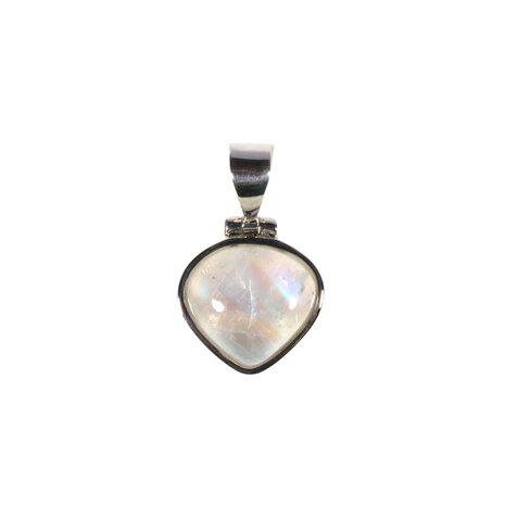 Zilveren hanger maansteen (regenboog) | druppel 1,4 x 1,4 cm