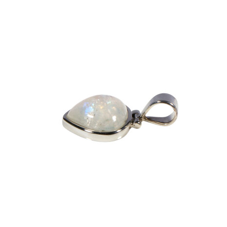 Zilveren hanger maansteen (regenboog) | druppel 1,4 x 1,4 cm