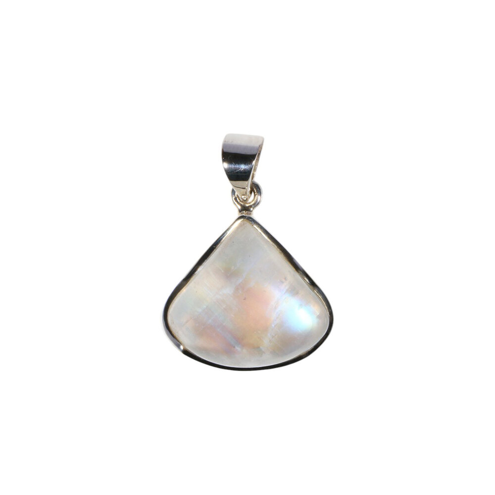 Zilveren hanger maansteen (regenboog) | druppel 1,8 x 2 cm