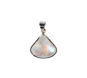Zilveren hanger maansteen (regenboog) | druppel 1,8 x 2 cm