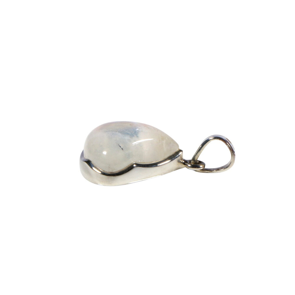 Zilveren hanger maansteen (regenboog) | druppel 1,8 x 2 cm