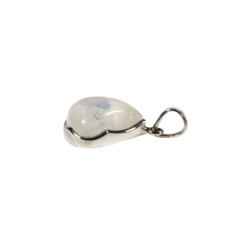 Zilveren hanger maansteen (regenboog) | druppel 1,8 x 2 cm