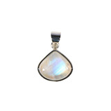 Zilveren hanger maansteen (regenboog) | driehoek 1,4 x 1,6 cm