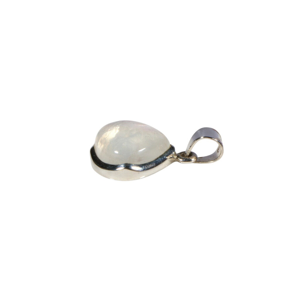 Zilveren hanger maansteen (regenboog) | driehoek 1,4 x 1,6 cm
