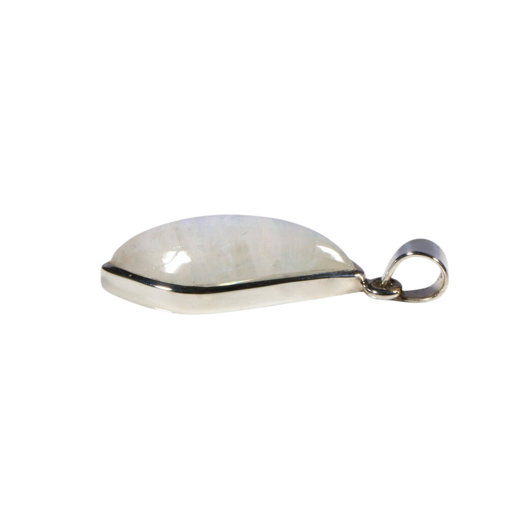 Zilveren hanger maansteen (regenboog) | freeform 2,8 x 1,1 cm