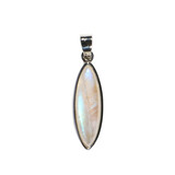 Zilveren hanger maansteen (regenboog) | markies 2,7 x 0,8 cm