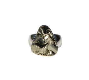Zilveren ring pyriet maat 17 1/2 | ruw freeform 1,7 x 1,6 cm