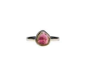 Zilveren ring toermalijn (watermeloen) maat 18 1/2 | rond 0,8 x 0,8 cm
