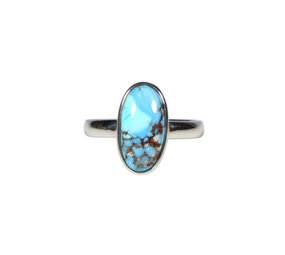 Zilveren ring turkoois maat 19 1/2 | ovaal 1,6 x 0,8 cm Zilveren ring turkoois maat 19 1/2 | ovaal 1,6 x 0,8 cm