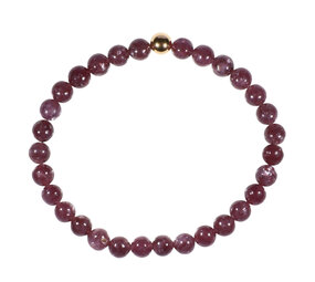 Lepidoliet armband met 14k gouden kraal | 6 mm Lepidoliet armband met 14k gouden kraal | 6 mm
