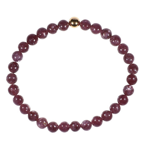 Lepidoliet armband met 14k gouden kraal | 6 mm Lepidoliet armband met 14k gouden kraal | 6 mm