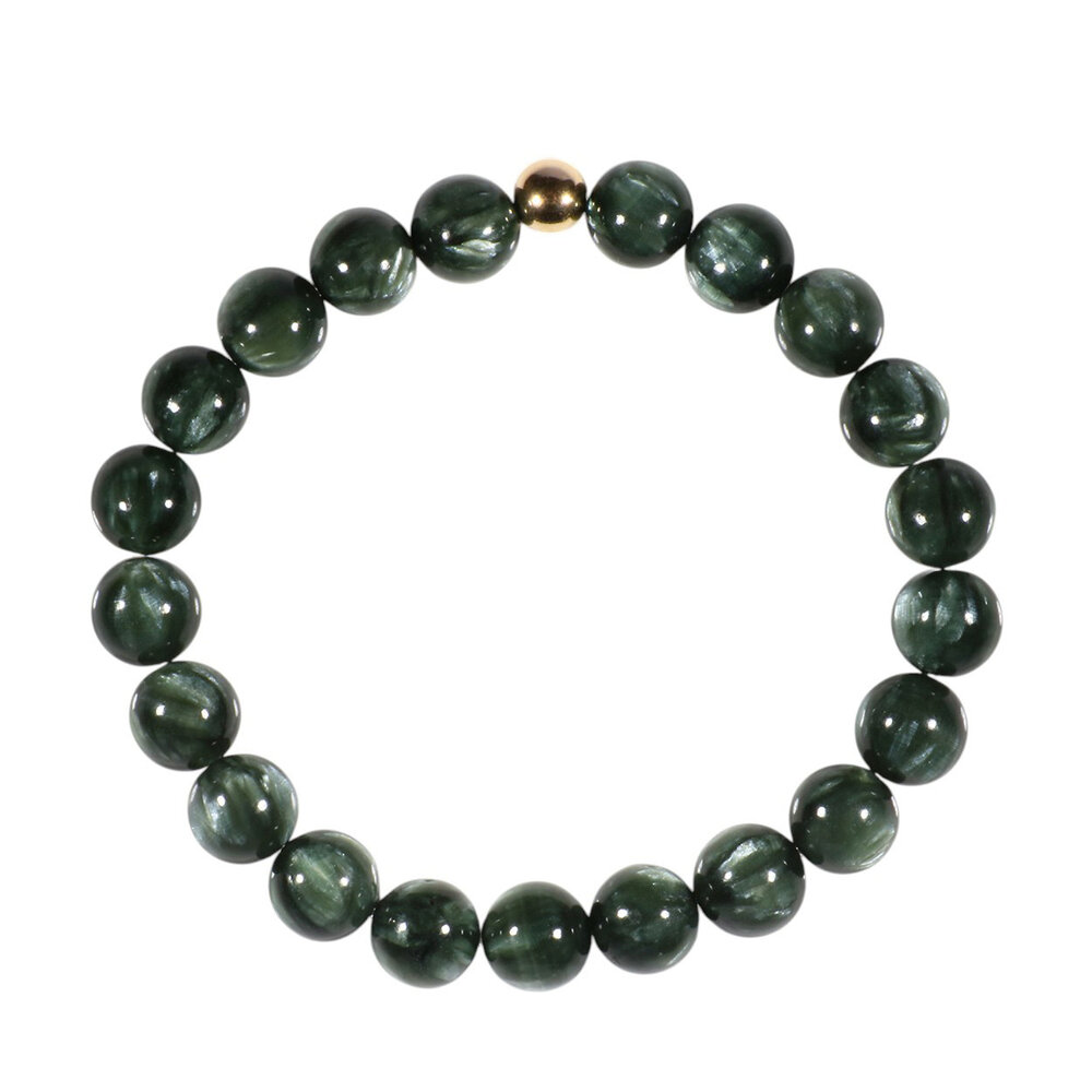 Serafiniet armband met 14k gouden kraal | 8 mm Serafiniet armband met 14k gouden kraal | 8 mm