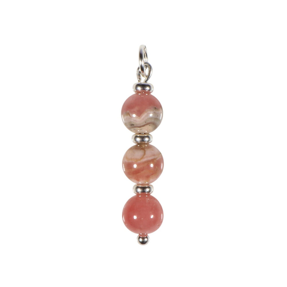 Zilveren hanger rhodochrosiet | 3 bolletjes Zilveren hanger rhodochrosiet | 3 bolletjes