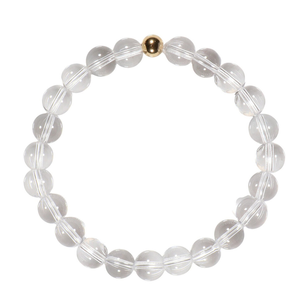 Bergkristal armband met 14k gouden kraal | 8 mm Bergkristal armband met 14k gouden kraal | 8 mm