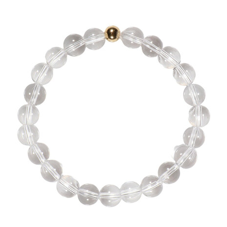 Bergkristal armband met 14k gouden kraal | 8 mm Bergkristal armband met 14k gouden kraal | 8 mm