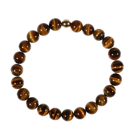 Tijgeroog armband met 14k gouden kraal | 8 mm Tijgeroog armband met 14k gouden kraal | 8 mm