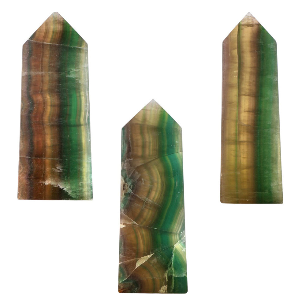 Fluoriet (multi) obelisk 14 - 15,5 cm Fluoriet (multi) obelisk 14 - 15,5 cm