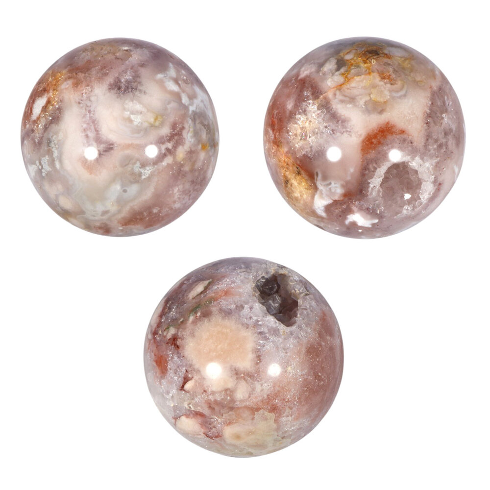Amethist (roze) met bloemagaat bol 50 - 55 mm Amethist (roze) met bloemagaat bol 50 - 55 mm