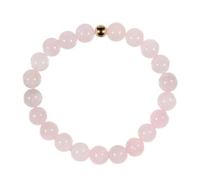 Rozenkwarts armband met 14k gouden kraal | 8 mm